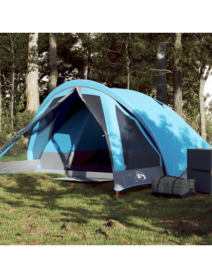 Tenda da campeggio a cabina per 4 persone blu impermeabile