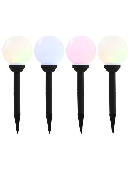 Lampade solari da esterni sferiche 4pz led rgb 15cm