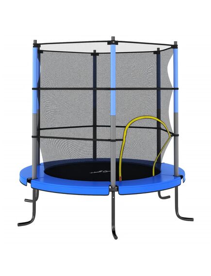 Set trampolino con rete di sicurezza rotondo 140x160 cm blue