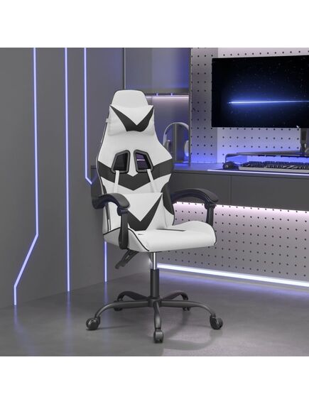 Sedia da gaming bianco e nero in similpelle