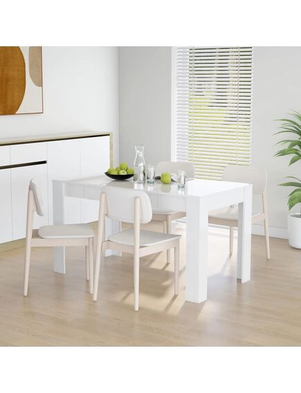 Tavolo da pranzo bianco lucido 140x74,5x76 cm legno multistrato