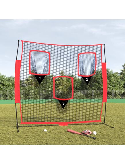 Rete baseball portatile nera e rossa 183x105x183 cm poliestere