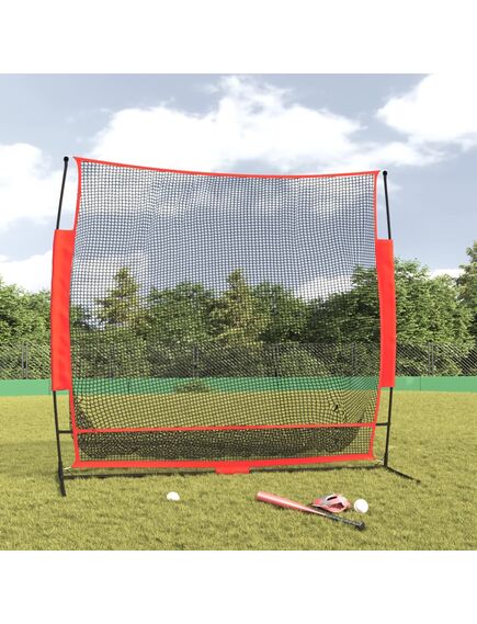 Rete baseball portatile nera e rossa 215x107x216 cm poliestere