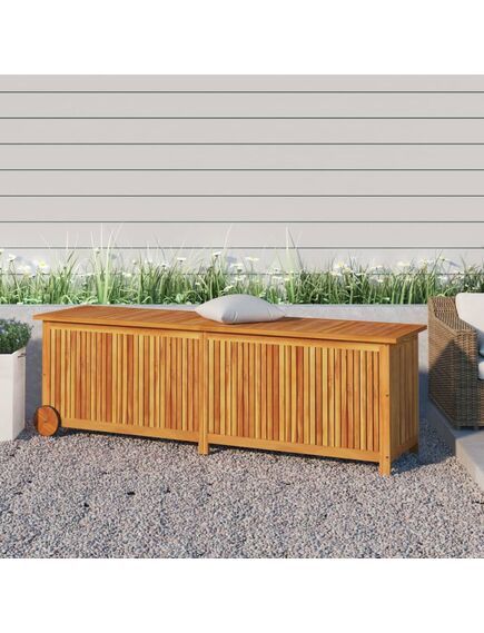 Contenitore da giardino con ruote 150x50x58cm massello acacia