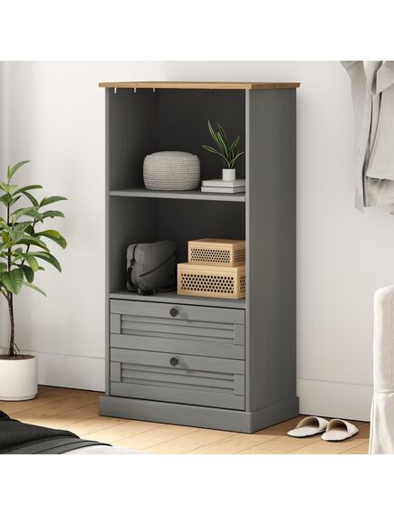 Libreria vigo 60x35x114,5 cm in legno massello di pino grigio