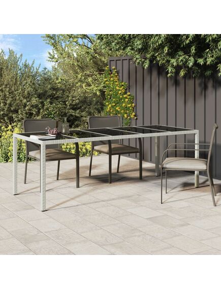 Tavolo giardino bianco 250x100x75 cm polyrattan vetro temperato