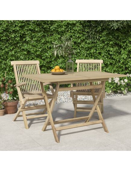 Tavolo da giardino pieghevole grigio120x70x75 cm massello teak