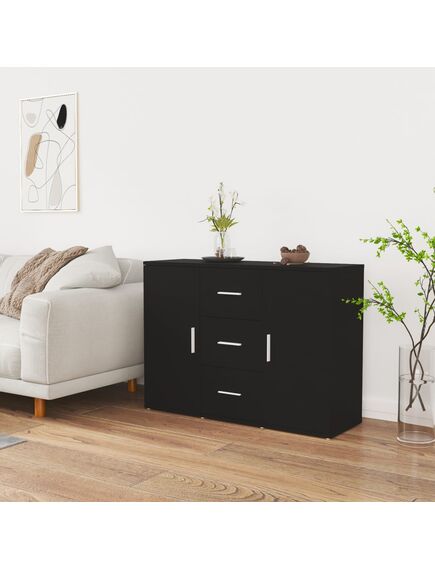 Credenza nera 91x29,5x65 cm in legno multistrato