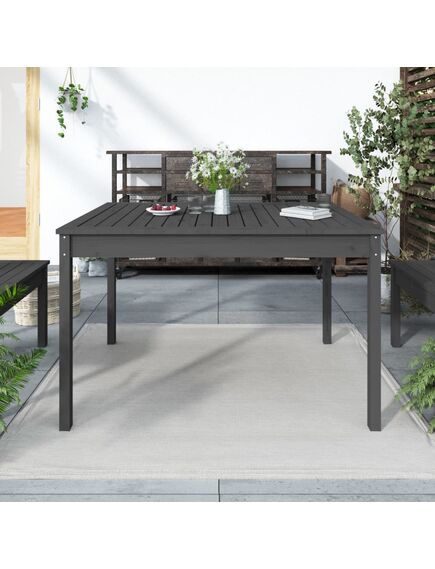 Tavolo da giardino grigio 121x82,5x76 cm legno massello di pino