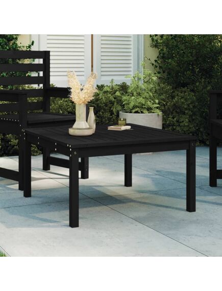 Tavolo da giardino nero 82,5x82,5x45 cm legno massello di pino