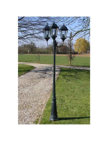 Lampione da giardino 3 bracci 230 cm verde scuro/nero aluminio