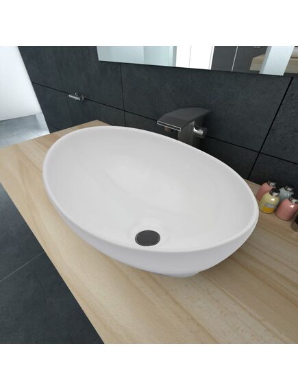 Lavello in ceramica di lusso bianco ovale 40 x 33 cm