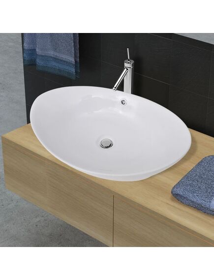 Lavello ovale in ceramica di lusso con troppopieno 59 x 38,5 cm