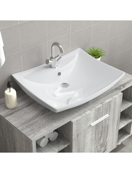 Lavabo ceramica lusso rettangolare foro di trabocco e foro rubinetto