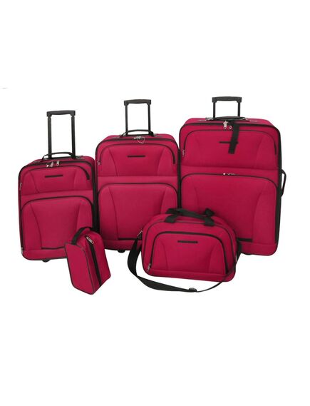 Set da viaggio trolley e borse 5 pz rosso