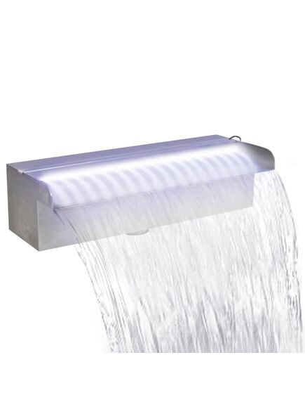 Cascata per laghetto rettangolare con led in acciaio inox 30 cm