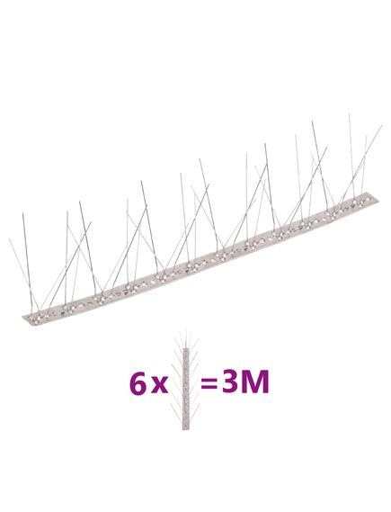 Set dissuasori per uccelli e piccioni 6 pz acciaio 5 file 3 m