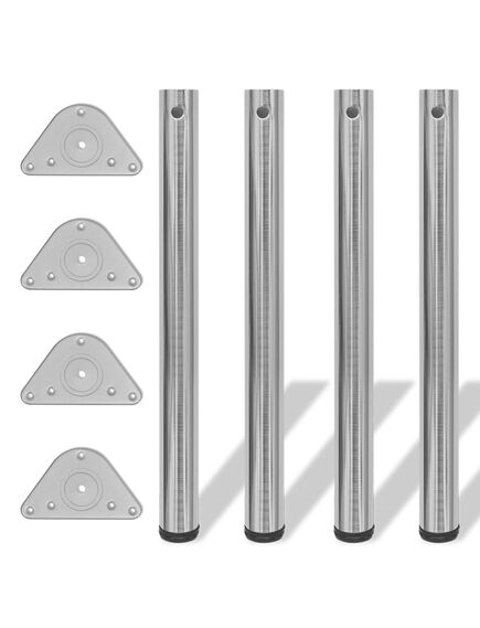 Set gambe tavolo 4 pz in nickel spazzolato regolabili 710 mm