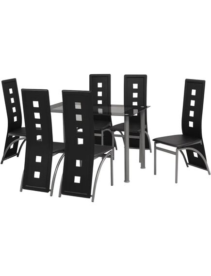 Set tavolo da pranzo 7 pz nero