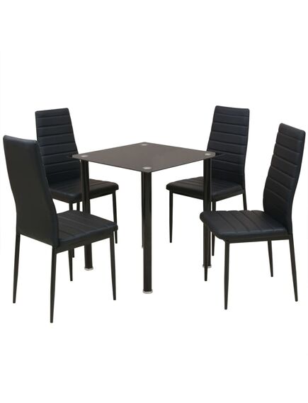 Set tavolo e sedie da pranzo 5 pz nero