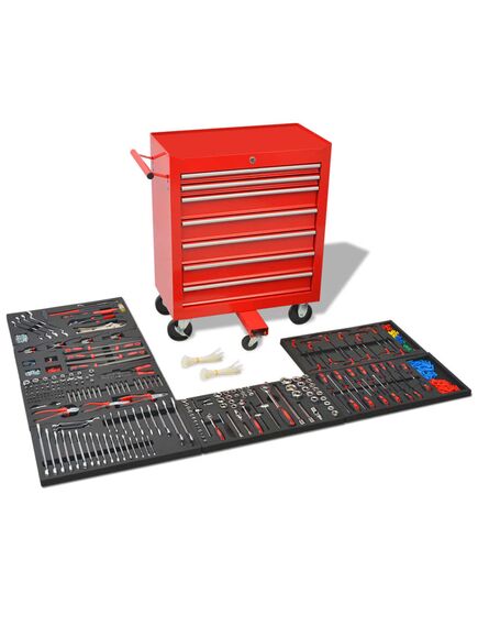 Carrello portautensili officina con 1125 utensili acciaio rosso