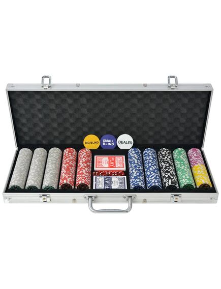 Set da poker con 500 chips laser in alluminio