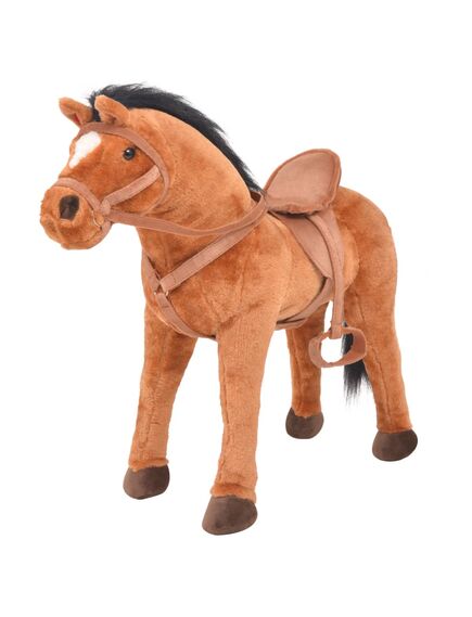 Cavallo in peluche in piedi marrone