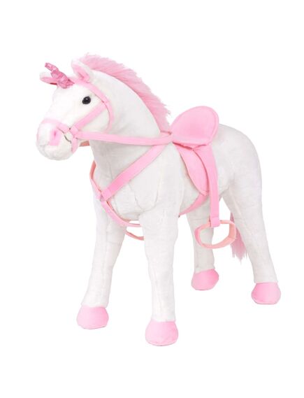 Unicorno di peluche in piedi bianco e rosa xxl