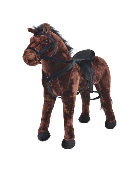 Cavallo in peluche in piedi marrone scuro xxl