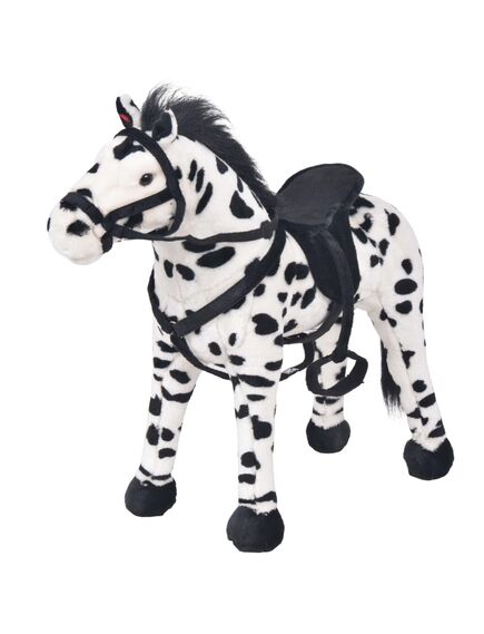 Cavallo in peluche in piedi nero e bianco xxl