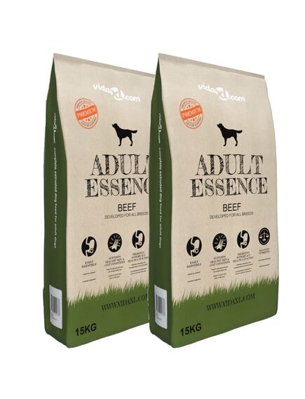 Cibo secco per cani premium adult essence beef 2 pz 30 kg