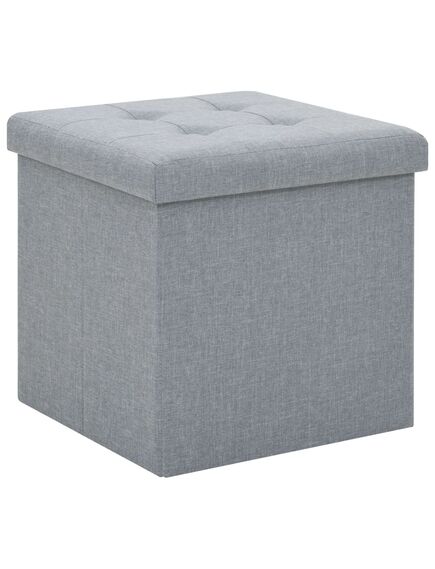 Pouf pieghevole con contenitore grigio chiaro in simil lino