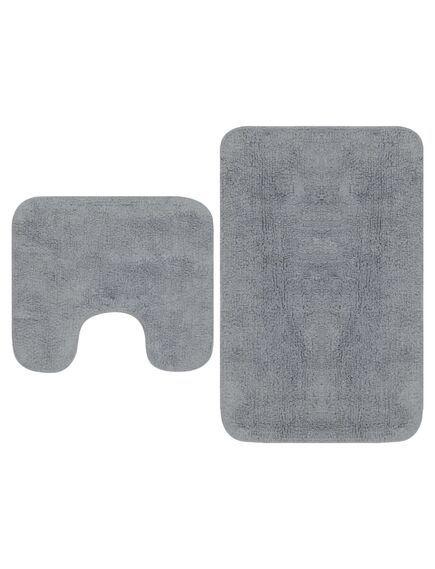 Set tappetini per bagno 2 pz in tessuto grigio