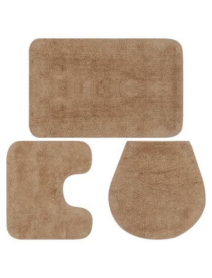 Set tappetini per bagno 3 pz in tessuto beige