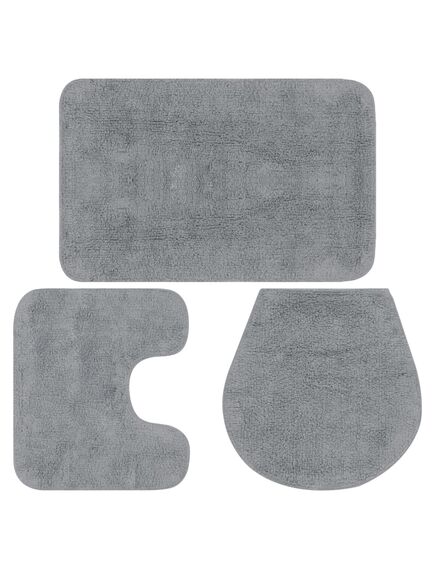 Set tappetini per bagno 3 pz in tessuto grigio