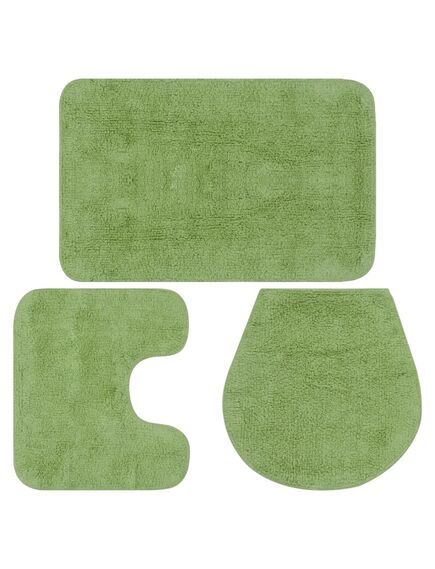 Set tappetini per bagno 3 pz in tessuto verde