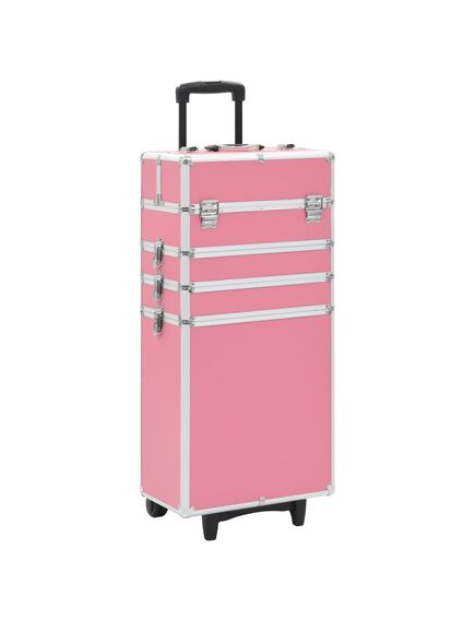 Valigia trolley per cosmetici alluminio rosa