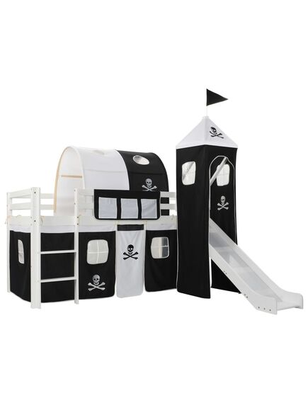 Letto a castello per bambini scivolo e scala in pino 97x208cm