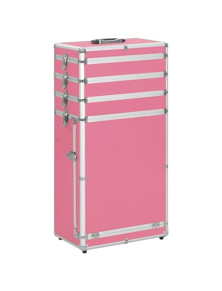 Valigia trolley per cosmetici in alluminio rosa