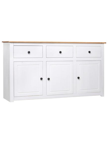 Credenza bianca 135x40x80 cm in legno massello di pino panama