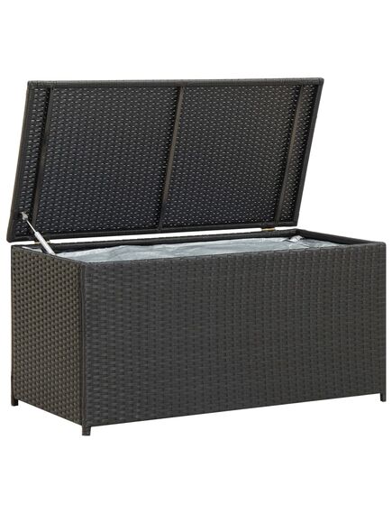 Baule da giardino in polyrattan 100x50x50 cm nero