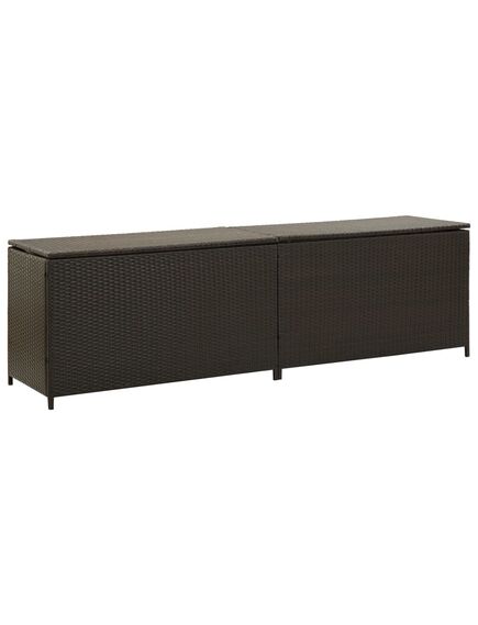 Baule da giardino in polyrattan 200x50x60 cm marrone