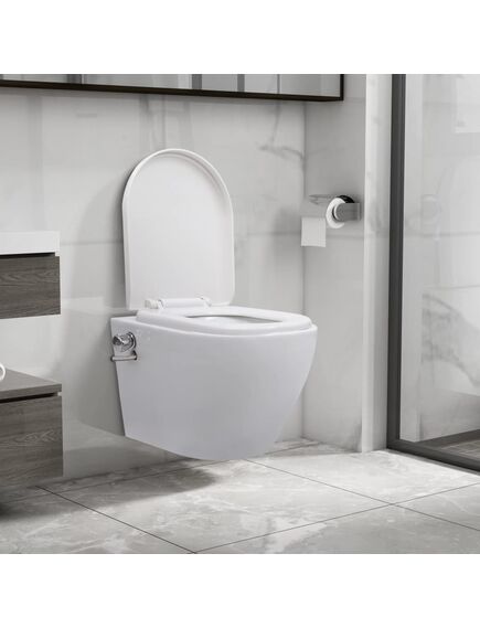 Toilette senza bordo sospesa con funzione bidet ceramica bianca