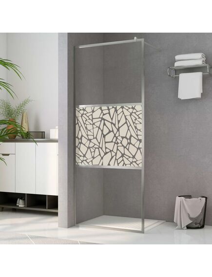 Parete per doccia walk-in in vetro esg design pietra 90x195 cm