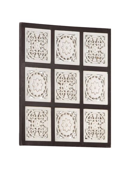 Pannello intagliato a mano in mdf 60x60x1,5 cm marrone e bianco