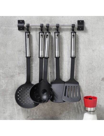 Hi set utensili da cucina 6 pz nero e argento