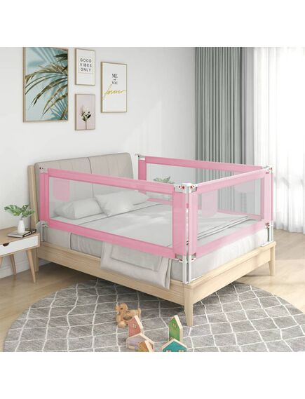 Sponda letto di sicurezza per bambini rosa 200x25 cm in tessuto