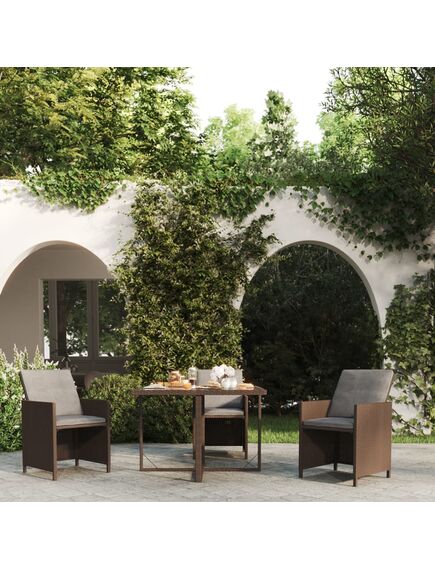 Tavolo da giardino marrone 109x107x74 cm in polyrattan e vetro