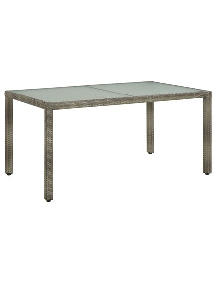 Tavolo giardino 150x90x75cm vetro temperato e polyrattan grigio