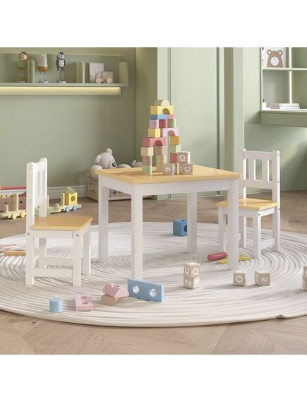 Set tavolo e sedie per bambini 3 pezzi bianco e beige in mdf